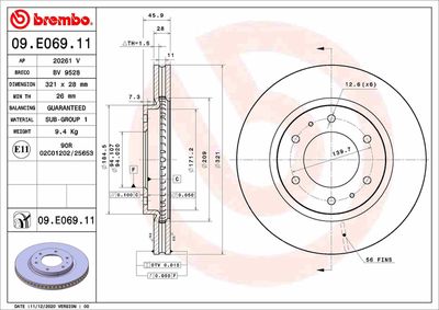 09E06911 BREMBO Тормозной диск