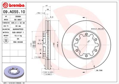 09A05510 BREMBO Тормозной диск