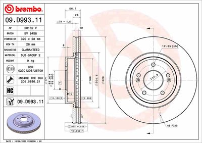 09D99311 BREMBO Тормозной диск