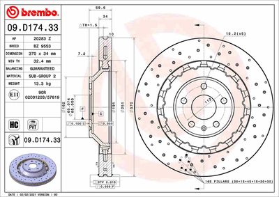 09D17433 BREMBO Тормозной диск