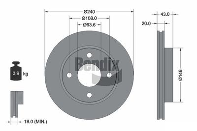 BDS1258 BENDIX Braking Тормозной диск