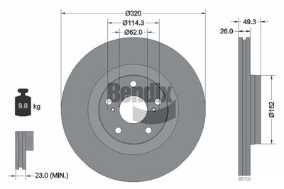 BDS1839 BENDIX Braking Тормозной диск