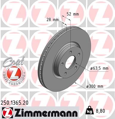 250136520 ZIMMERMANN Тормозной диск