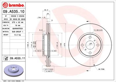 09A53511 BREMBO Тормозной диск