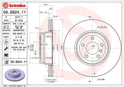 09992411 BREMBO Тормозной диск