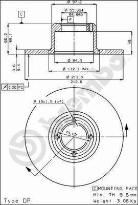 08437010 BREMBO Тормозной диск