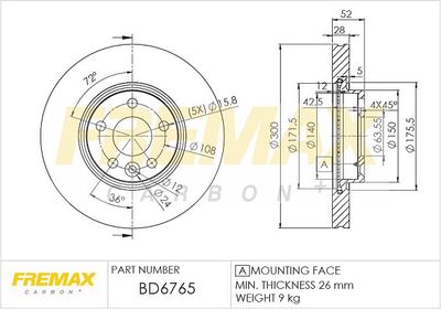 BD6765 FREMAX Тормозной диск