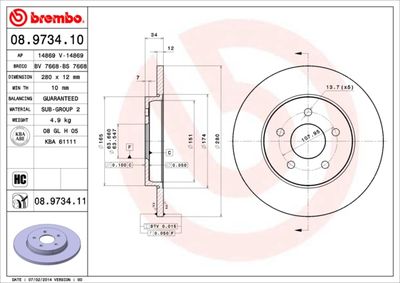 08973410 BREMBO Тормозной диск