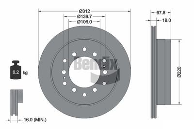 BDS1289 BENDIX Braking Тормозной диск