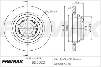 BD3022 FREMAX Тормозной диск