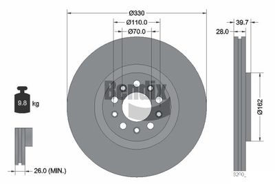 BDS1418 BENDIX Braking Тормозной диск