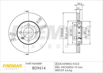 BD9614 FREMAX Тормозной диск