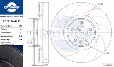 RT21154GLT5 ROTINGER Тормозной диск