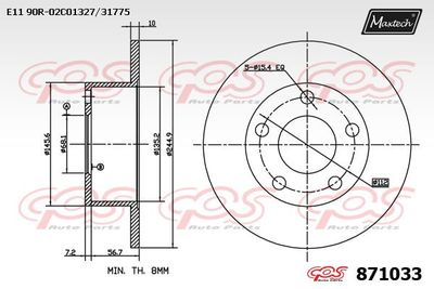 871033 MAXTECH Тормозной диск