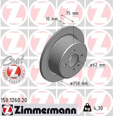 150126020 ZIMMERMANN Тормозной диск