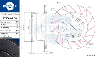 RT1300GLT6 ROTINGER Тормозной диск