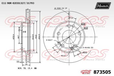 873505 MAXTECH Тормозной диск