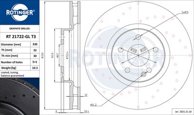 RT21722GLT3 ROTINGER Тормозной диск