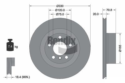 BDS1238 BENDIX Braking Тормозной диск