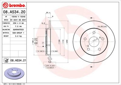 BS6041 BRECO Тормозной диск