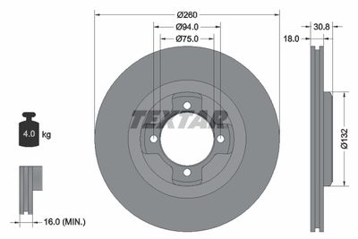 92095600 TEXTAR Тормозной диск