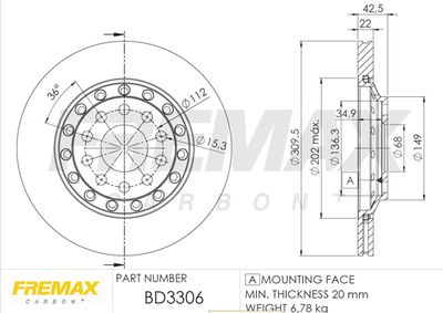 BD3306 FREMAX Тормозной диск