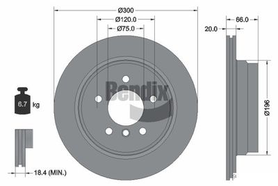 BDS1136 BENDIX Braking Тормозной диск