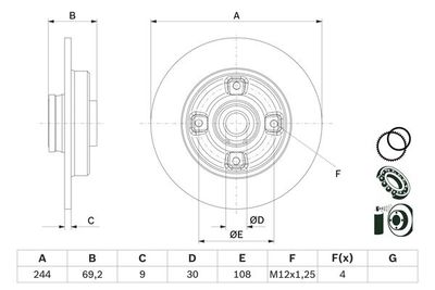 0986479F74 BOSCH Тормозной диск