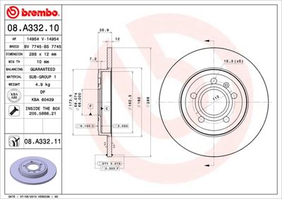 08A33210 BREMBO Тормозной диск