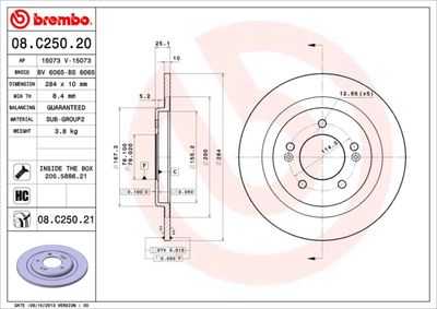 08C25021 BREMBO Тормозной диск