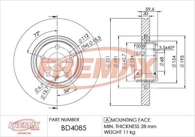 BD4085 FREMAX Тормозной диск