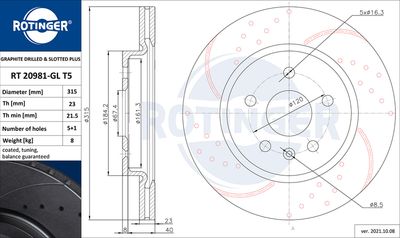 RT20981GLT5 ROTINGER Тормозной диск