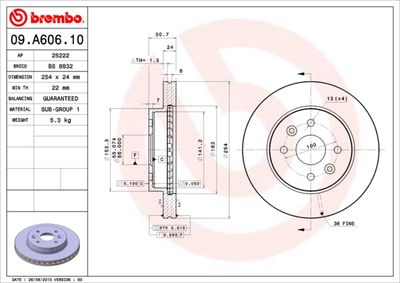 09A60610 BREMBO Тормозной диск