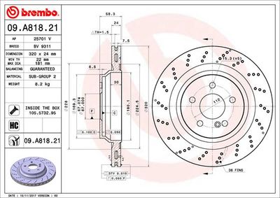 09A81821 BREMBO Тормозной диск