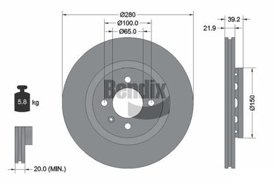 BDS1891 BENDIX Braking Тормозной диск