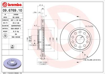 09676910 BREMBO Тормозной диск