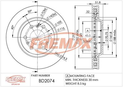 BD2074 FREMAX Тормозной диск