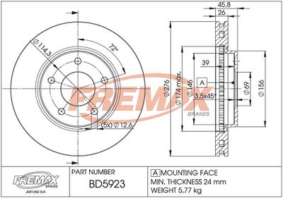 BD5923 FREMAX Тормозной диск