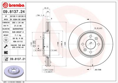 09813724 BREMBO Тормозной диск