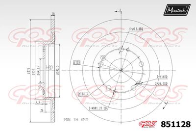 851128 MAXTECH Тормозной диск