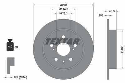 92225303 TEXTAR Тормозной диск