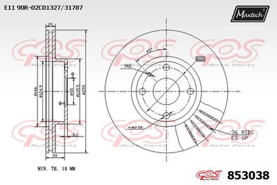 853038 MAXTECH Тормозной диск