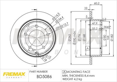 BD5086 FREMAX Тормозной диск