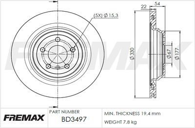 BD3497 FREMAX Тормозной диск