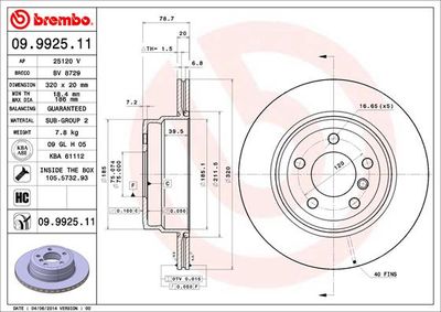 09992511 BREMBO Тормозной диск