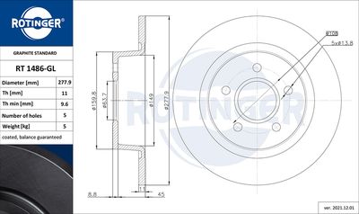 RT1486GL ROTINGER Тормозной диск