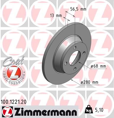 100122120 ZIMMERMANN Тормозной диск