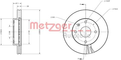 6110525 METZGER Тормозной диск