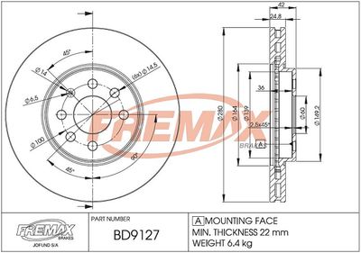 BD9127 FREMAX Тормозной диск