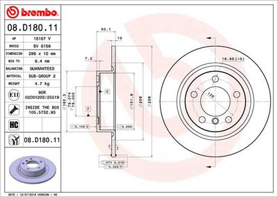 08D18011 BREMBO Тормозной диск